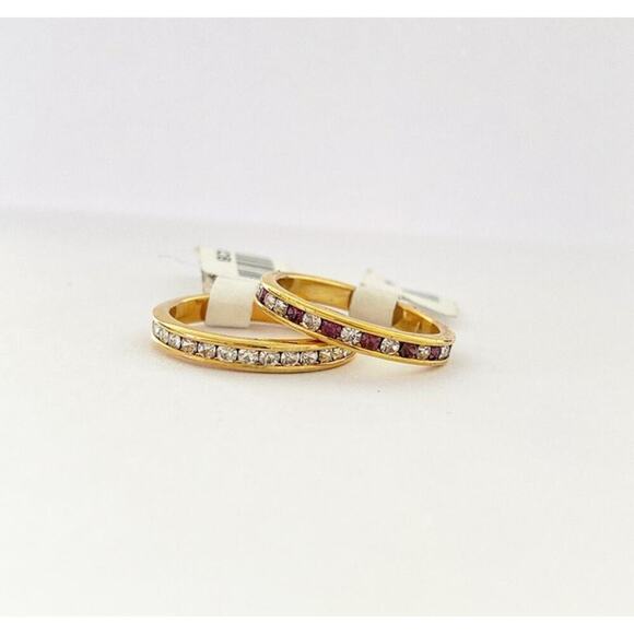 2 x Size 8 Gold Plated Amethyst and Diamond Crystals Infinity Rings - Picture 1 of 1